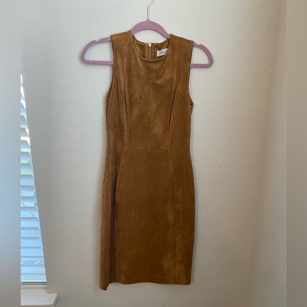 Calvin Klein Suede Cognac Dress - size 2